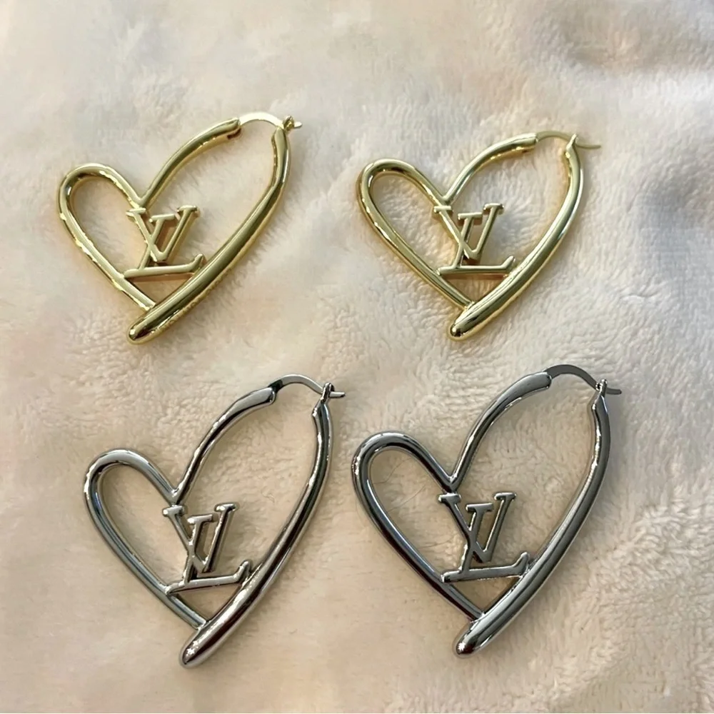 LV Heart Shaped Earrings-Gold or Silver